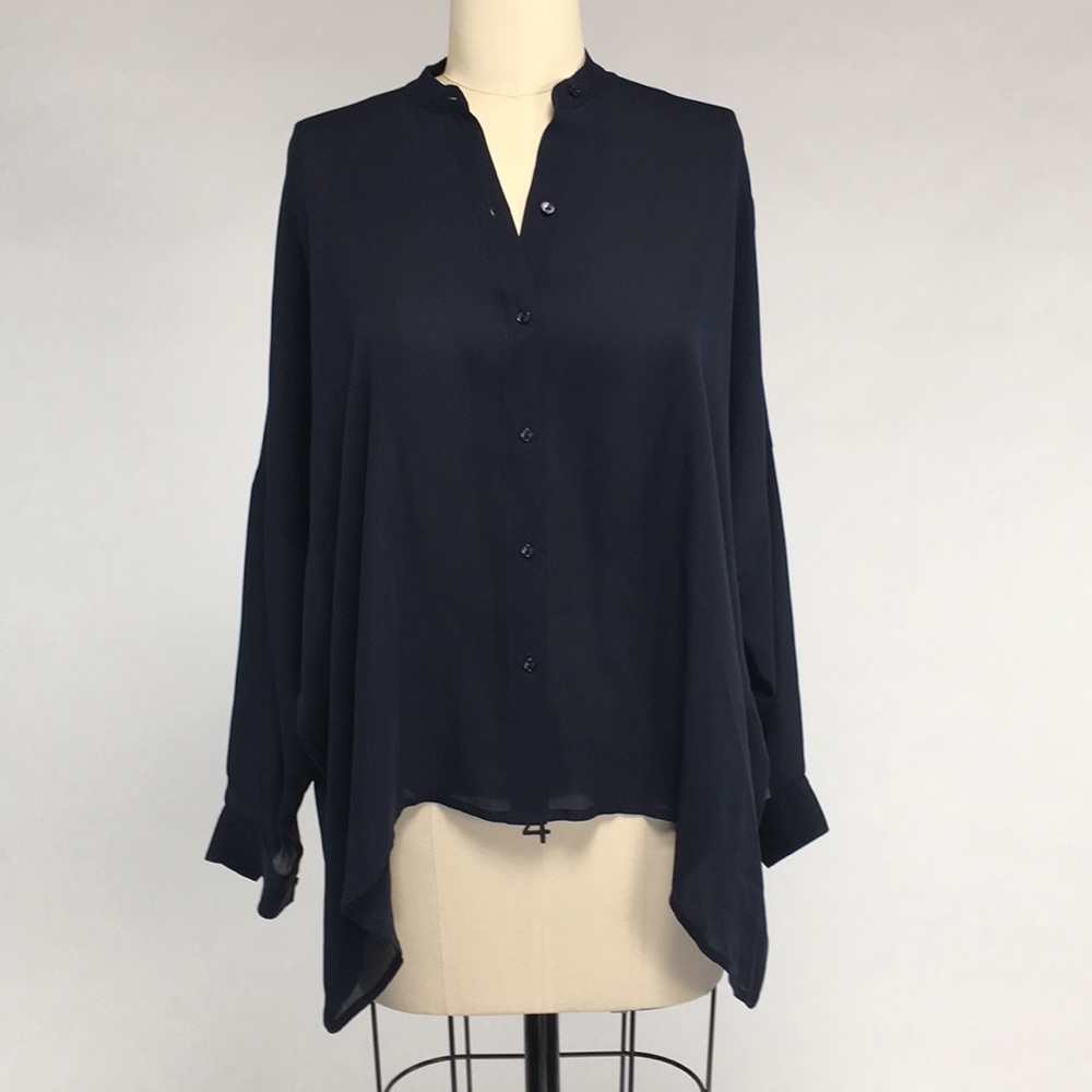NEW Vince Navy Silk Blouse
